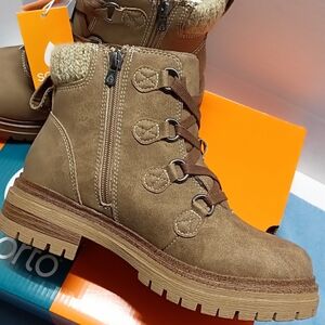 Ladies Size 6 1/2 Sporto Faux Fur Boots Zipper Up Side Color Brown New In Box